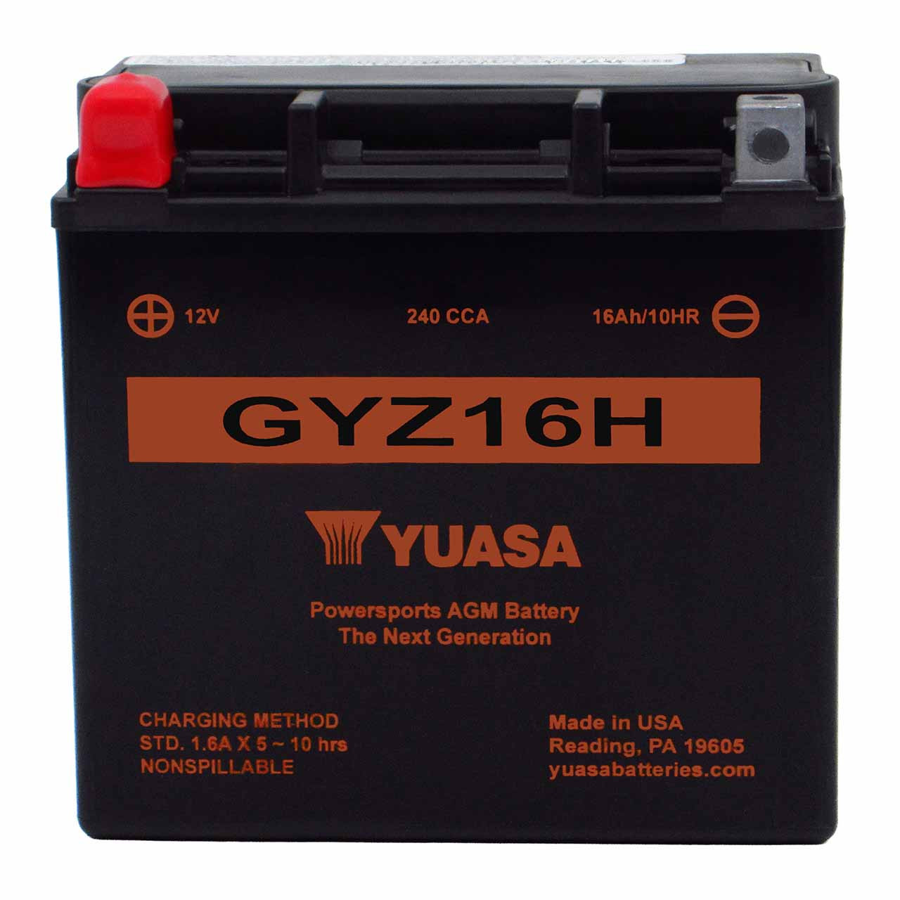 Yuasa GYZ16H AGM Motorcycle Battery - Replaces YTX14-BS & MBYZ16HD