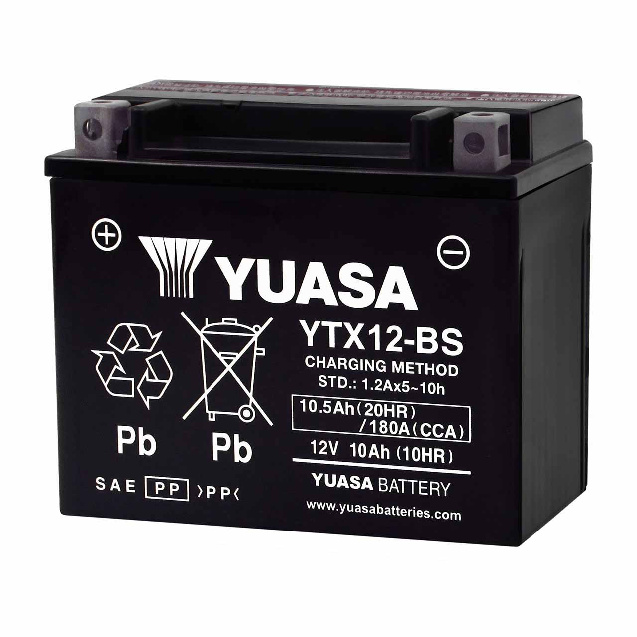 YUASA AGMバッテリー YTX12-BS Yuasa YTX12-BS AGM Motorcycle Battery - Replaces B129 & ETX12