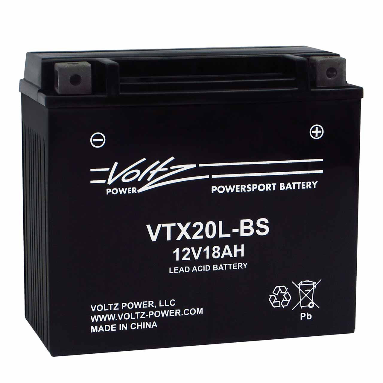 Voltz VTX20L-BS AGM Powersport Battery - Replaces YTX20L-BS