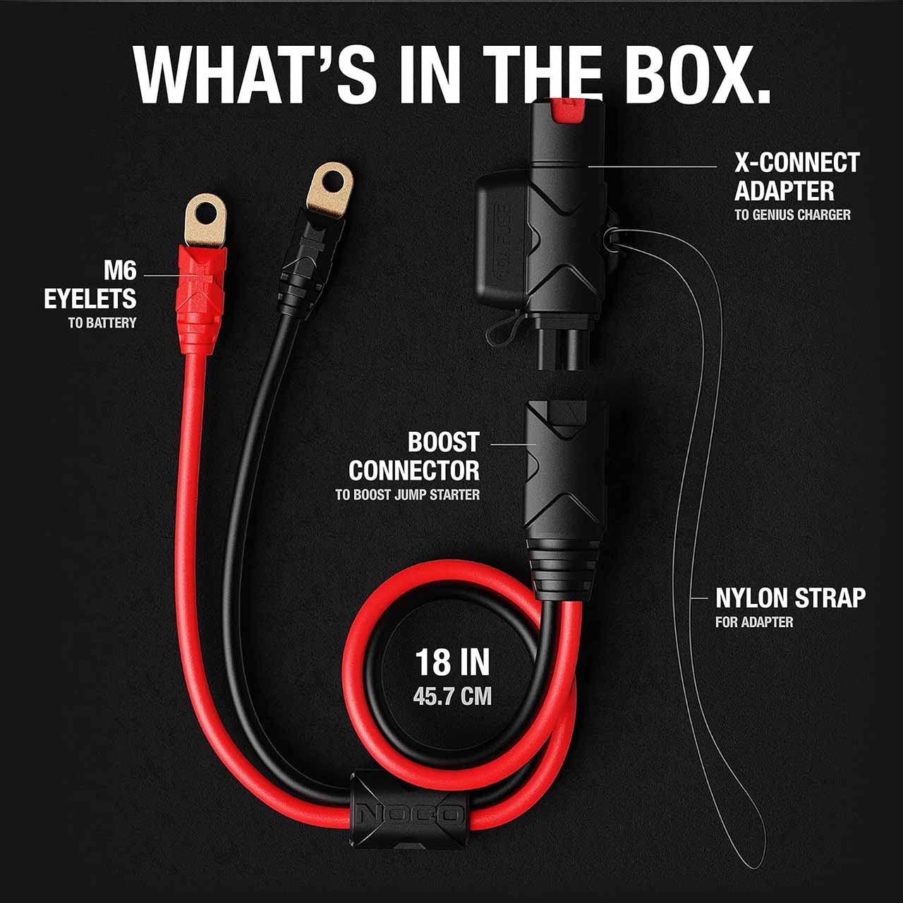 NOCO GBC007 Eyelet Adapter Cable for Jump Starting & Charging