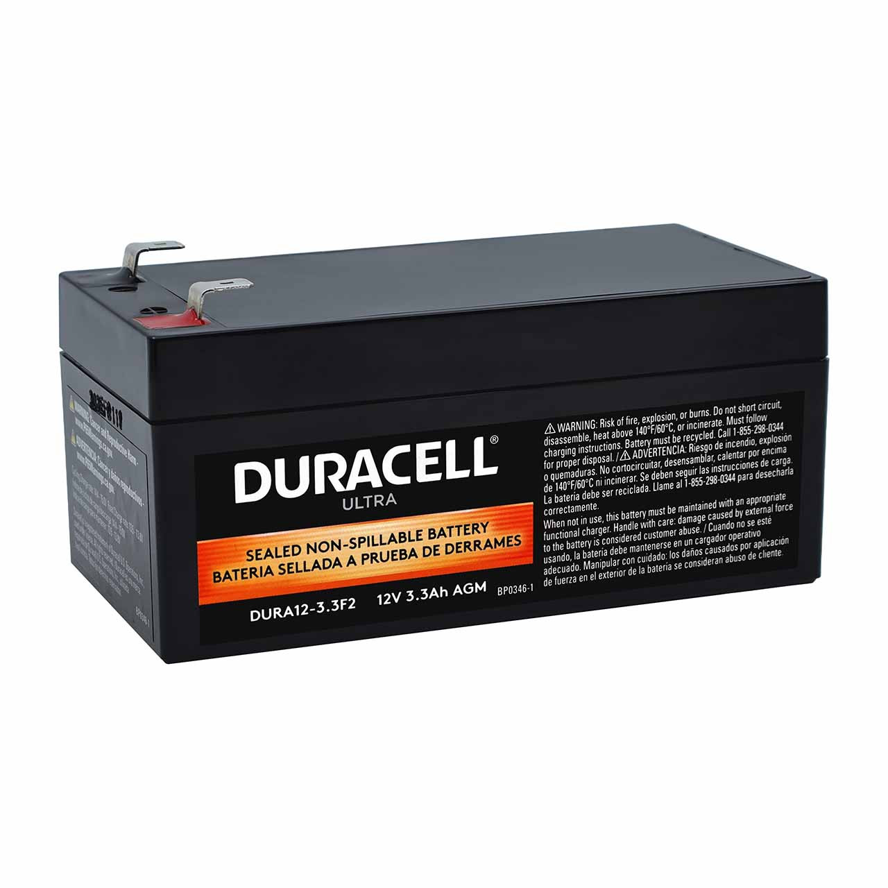 Duracell DURA12-3.3F2 12V 3.3Ah AGM UPS Battery with F2 Terminals