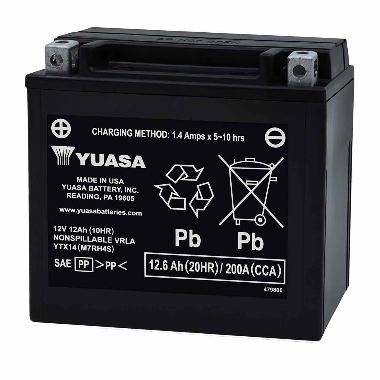 Yuasa YTX14 AGM Powersport Battery - Replaces CTX14-BS & FAYTX14