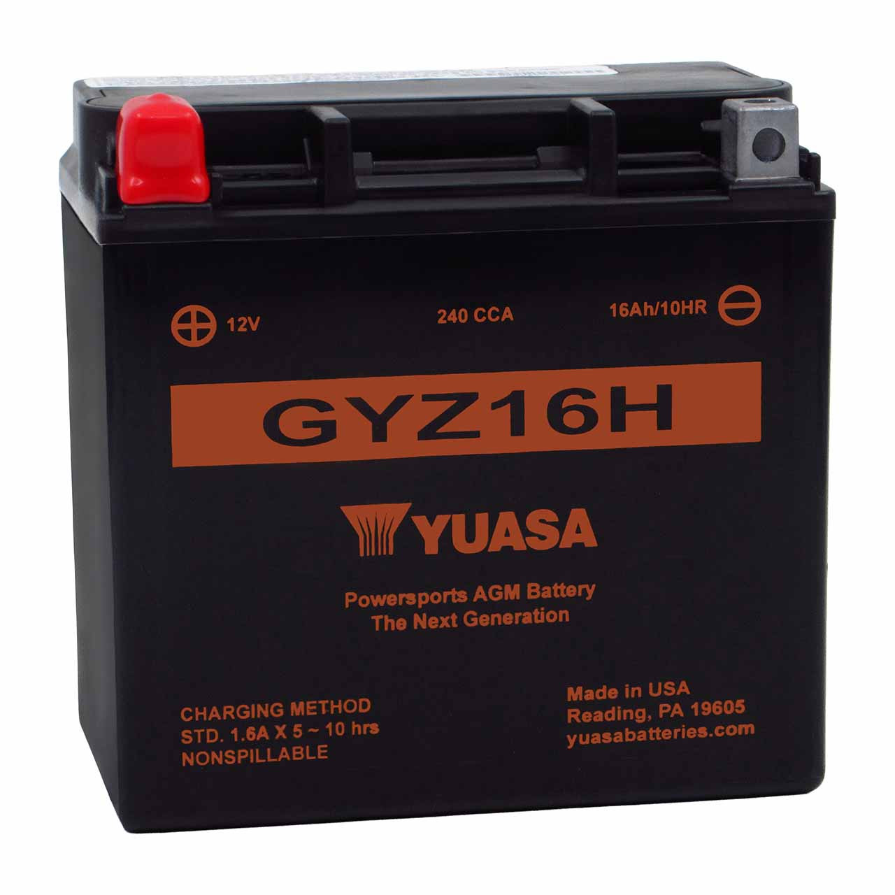 Yuasa GYZ16H AGM Motorcycle Battery - Replaces YTX14-BS & MBYZ16HD