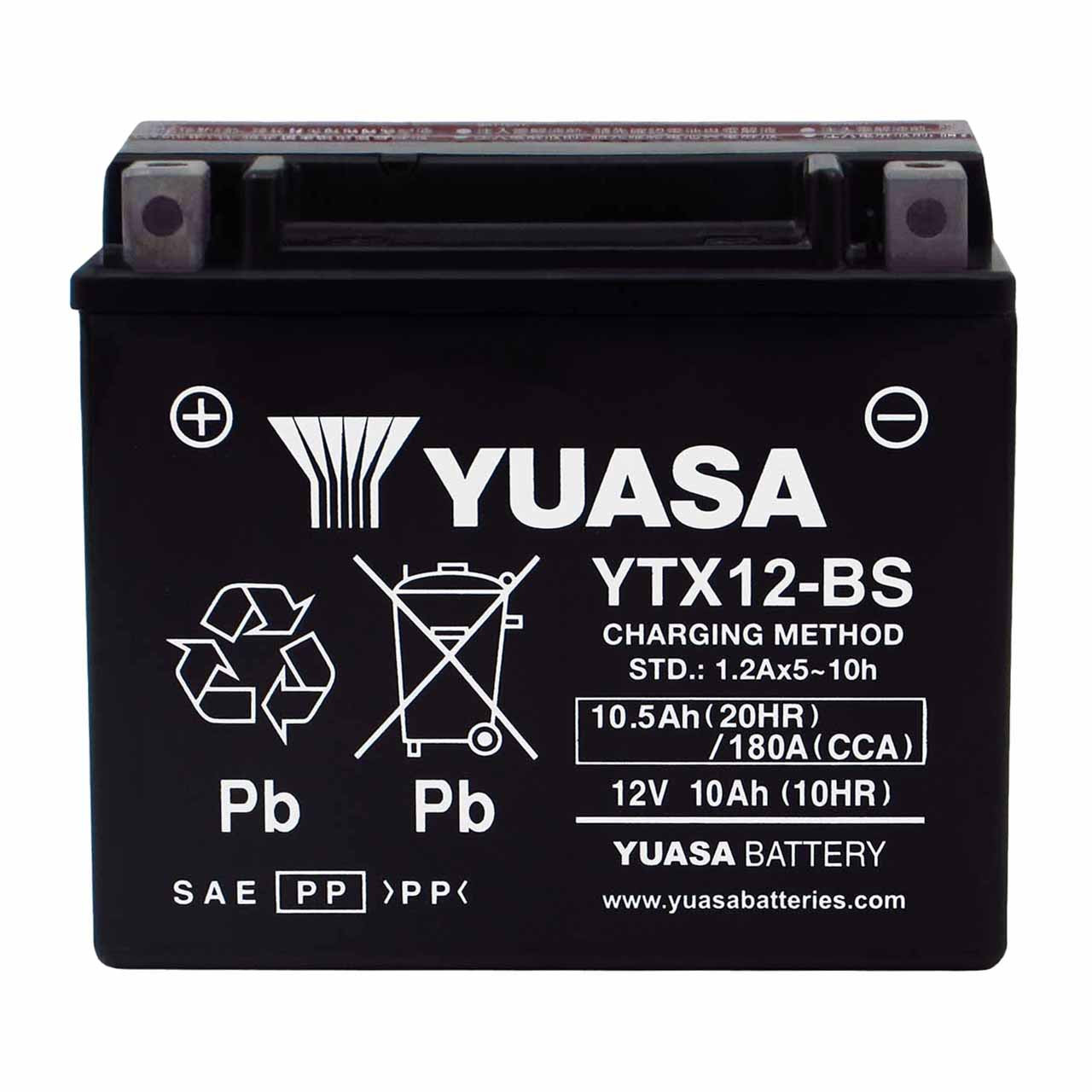 Yuasa YTX12-BS AGM Motorcycle Battery - Replaces B129 & ETX12