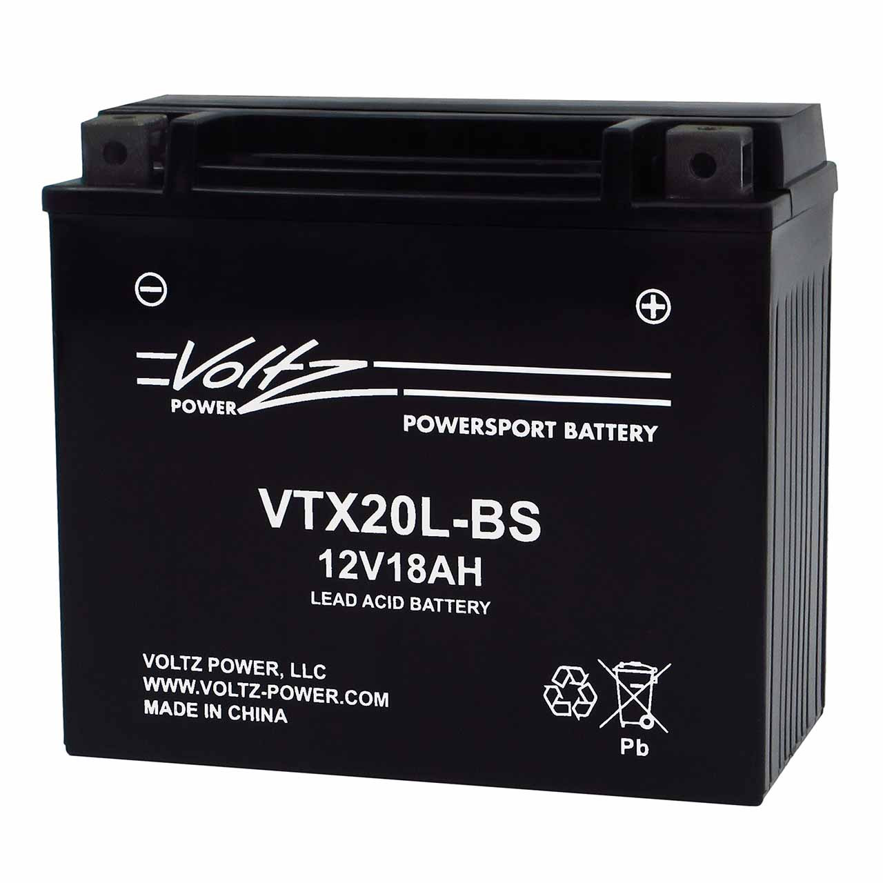 Voltz VTX20L-BS AGM Powersport Battery - Replaces YTX20L-BS