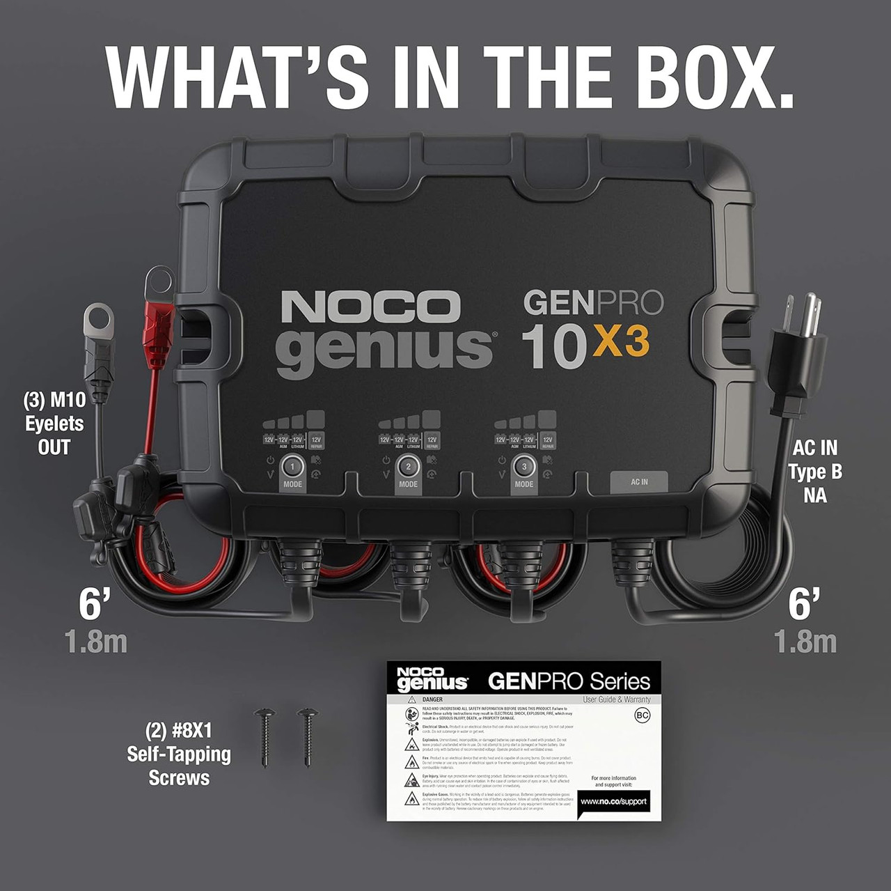 NOCO Genius GENPRO10X3 3-Bank Marine Battery Charger & Maintainer