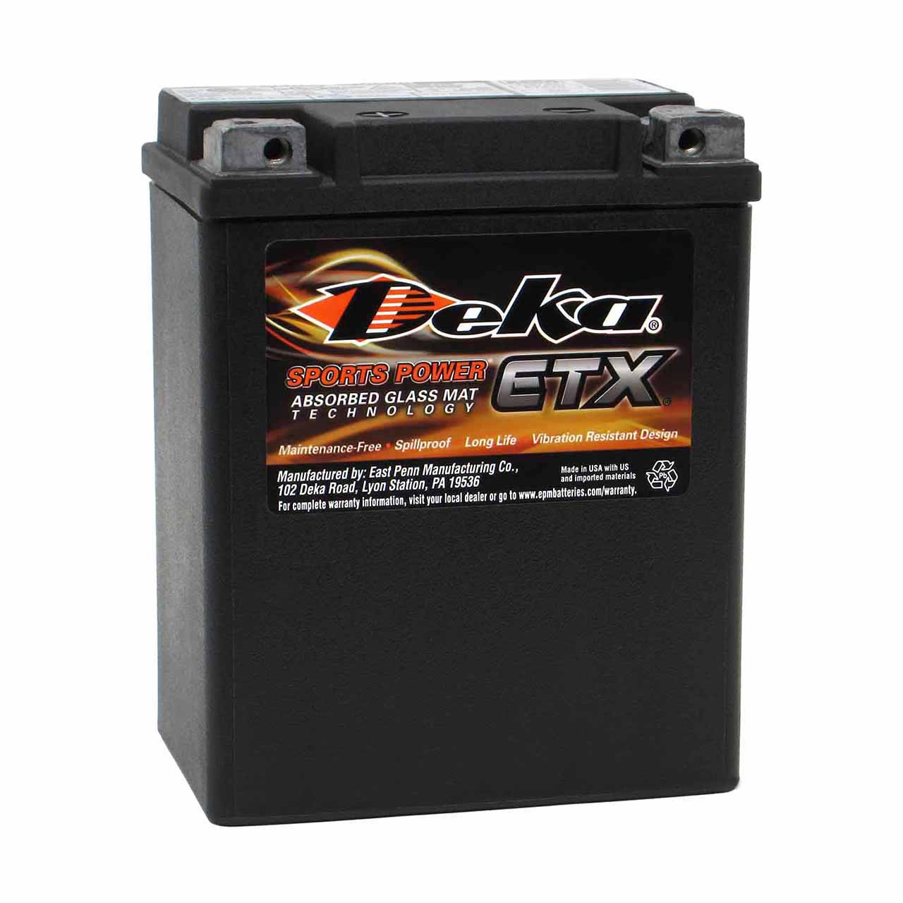 Deka ETX30LA AGM Motorcycle Battery Replaces 4014609 and YB30CLB