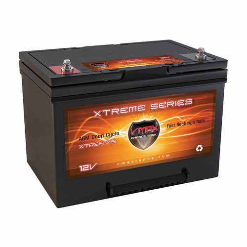 VMAX XTR34-75 12V 75Ah Dual Purpose AGM Deep Cycle Marine Battery