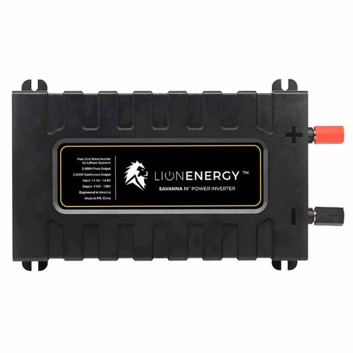 Lion Energy Savanna IV 2000 Watt Inverter Pure Sine Wave 12V Input / 120V Output.