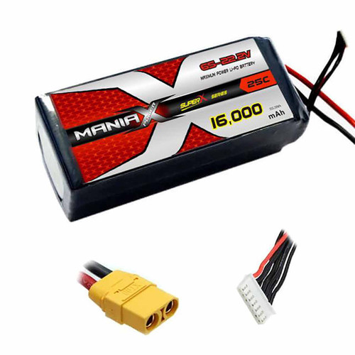 ManiaX 6S LiPo Battery (16,000mAh XT90 25C 22.2V) MX-16000-6S-25 | ManiaX LiPo