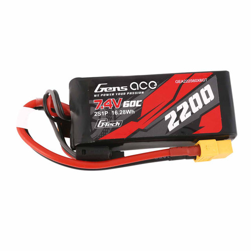 Gens Ace 2S LiPo Battery (2200mAh XT60 60C 7.4V G-Tech) GEA222S60X6GT/ GEA222S35X6GT