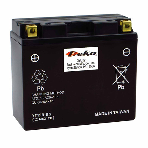 Deka YT12B-BS AGM Motorcycle Battery that replaces CT12B-4 & XTA12B-BS