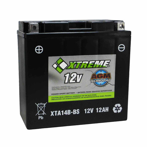 Xtreme 14B-BS AGM Motorcycle Battery XTA14B-BS