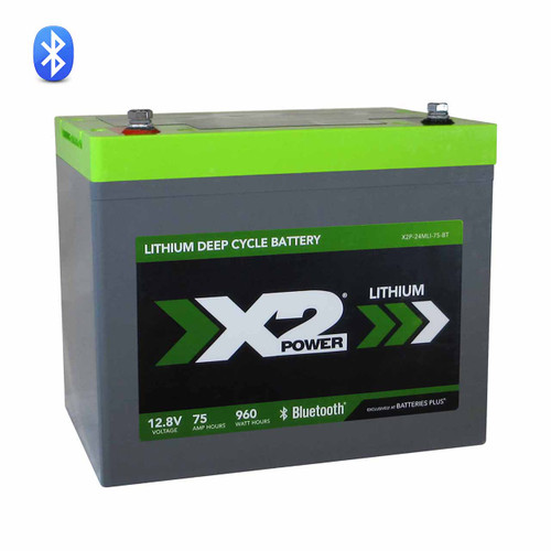 X2Power 12V 75Ah Lithium Deep Cycle Marine Battery with Bluetooth - SLIL24DCM-BT