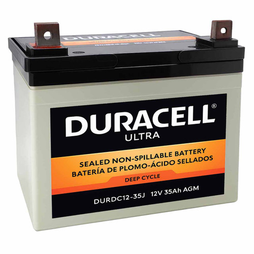 4-Pack bulk pricing on Duracell Ultra DURDC12-35J 12V 35Ah AGM deep cycle Group U1 batteries that replace UB12350
