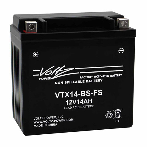 Voltz VTX14AH-BS-FS Factory Activated AGM Motorcycle Battery