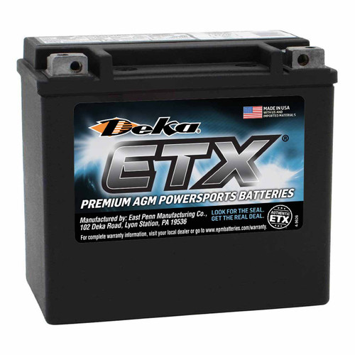 Deka ETX16 Group 16-B AGM Motorcycle Battery that Replaces 65991-82B Harley Davidson Batteries