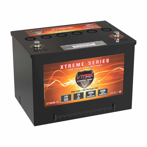 VMAX XTR34R-75 12V 75Ah AGM Deep Cycle Marine Battery.