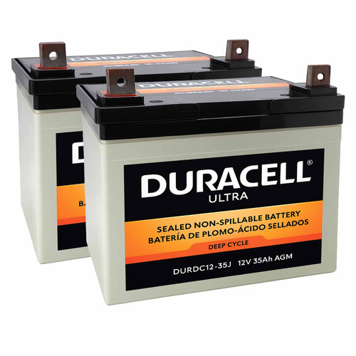 Duracell Ultra DURDC12-35J 24V set - two 12V 35Ah AGM deep cycle Group U1 batteries for mobility scooters and wheelchairs that replace UB12350