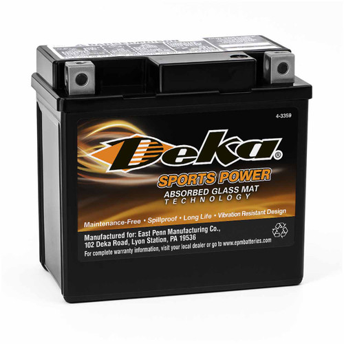 Deka ET5L AGM powersport battery is a group 5L that's factory activated and replaces YTX5L-BS
