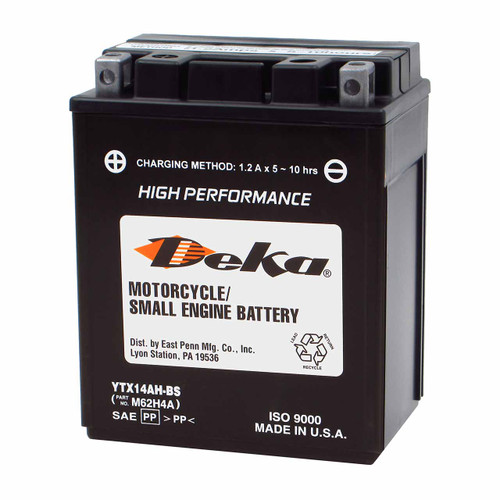 Deka YTX14AH-BS Group 14AH AGM ATV Battery that Replaces YB14A-A2 Powersport Batteries