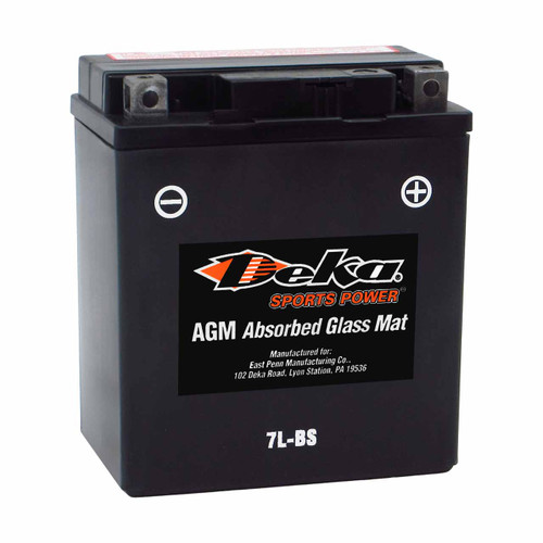 Deka YTX7L-BS AGM motorcycle battery that replaces ETX7L & BTX7L-BS powersport batteries