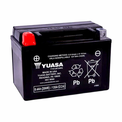 Yuasa YTX9-BS Group 9 AGM motorcycle battery that replaces CTX9-BS & BTX9-BS powersport batteries