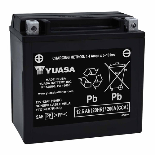 Yuasa GYZ16H AGM Motorcycle Battery - Replaces YTX14-BS & ETX14