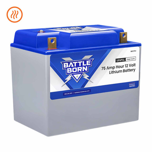 Battle Born 75Ah 12V Heated Lithium Deep Cycle Marine Battery BB1275H