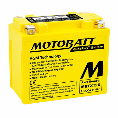 Motobatt MBTX12U Multi Group AGM Motorcycle Battery that Replaces YTX12-BS Powersport Battery