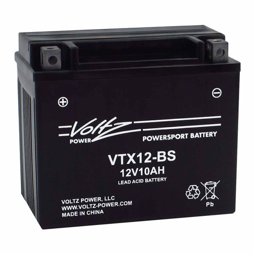 Voltz VTX12-BS Group 12 AGM Motorcycle Battery that Replaces YTX12-BS Powersport Batteries