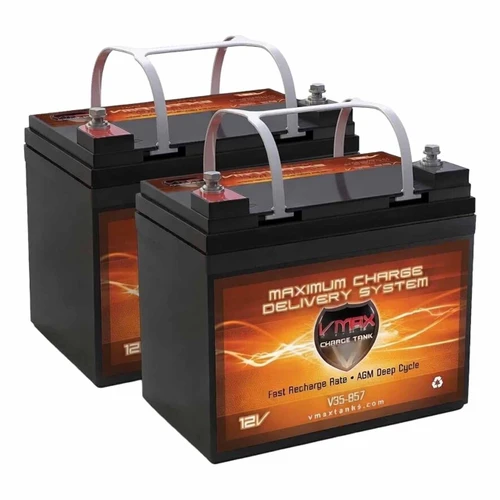 24V Set of VMAX V35-857 12V 35Ah Group U1 AGM Deep Cycle Equipment Batteries that Replace DURA12-35C Batteries