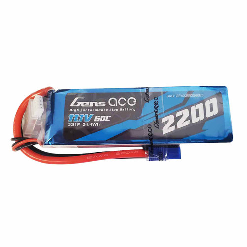 Gens Ace 2200mAh 3S LiPo Battery (EC3 60C 11.1V) GEA22003S60E3