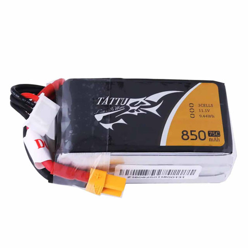 Tattu 3S LiPo Battery (850mAh XT60 75C 11.1V) TAA8503S75XT6 | Tattu Batteries