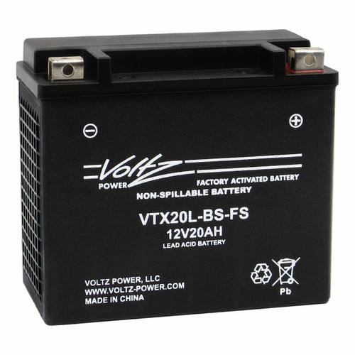 Voltz VTX20L-BS-FS 20L Factory Activated AGM Motorcycle Battery that replaces YTX20L-BS powersport batteries