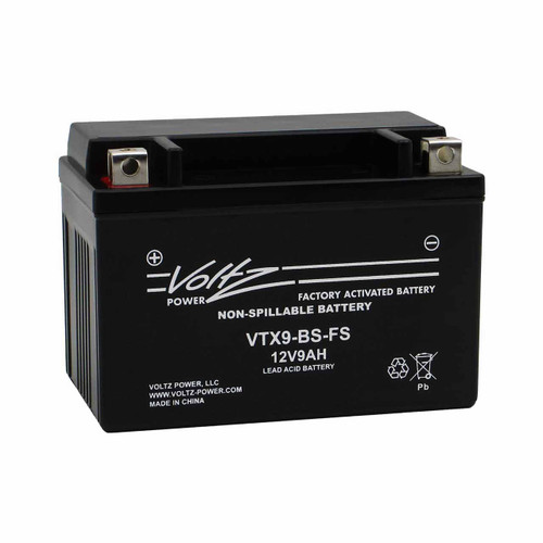 Voltz VTX9-BS-FS factory activated Group 9 AGM motorcycle battery that replaces YTX9-BS powersport battery