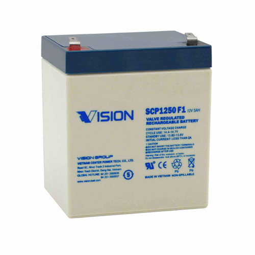 Vision 12V 5Ah AGM Battery with F1 Terminals SCP1250 F1 Replaces DURA12-5F