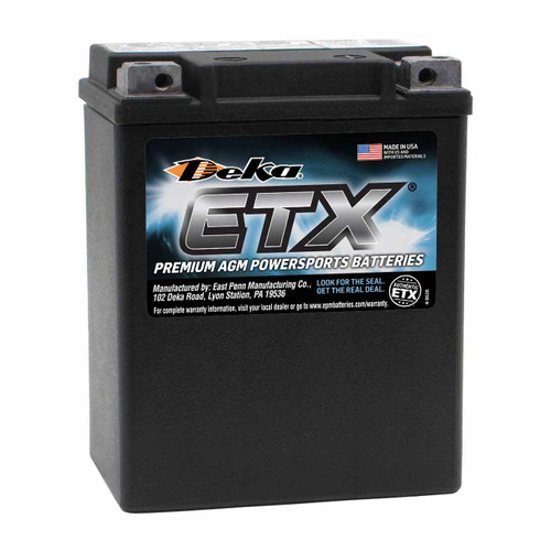 Deka ETX15L Group 14AHL AGM Motorcycle Battery that Replaces DURAGM-15L Powersport Batteries