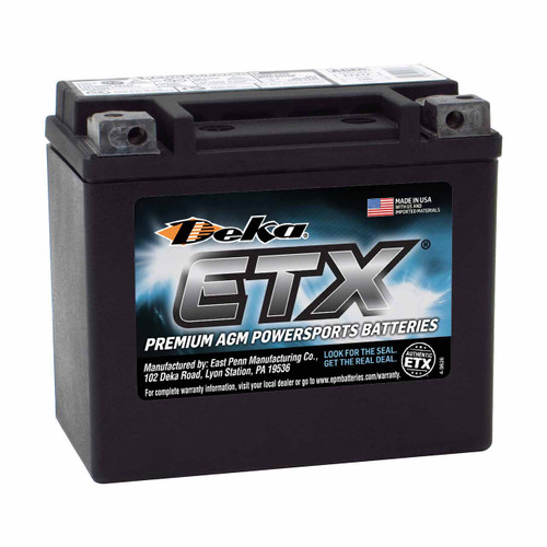 Deka ETX12 Group 12 AGM Motorcycle Battery that Replaces YTX12-BS Powersport Batteries