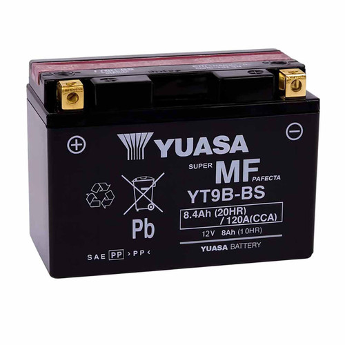 Yuasa YTX9B-BS AGM Motorcycle Battery that Replaces GT9B-4 & XTA9B-BS Powersport Batteries