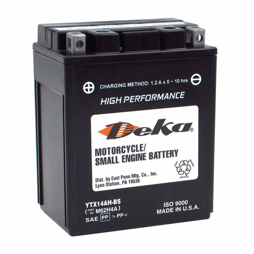 Deka YTX14AH-BS AGM battery for ATVs and UTVs that replaces ETX15 & DURAGM-15 batteries