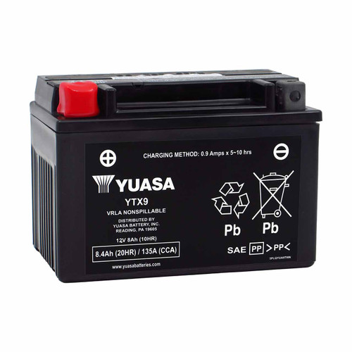 Yuasa YTX9-BS Group 9 AGM Motorcycle Battery that Replaces CTX9-BS Powersport Batteries