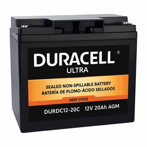 4-Pack bulk pricing on Duracell DURDC12-20C 12V 20Ah Deep Cycle AGM Battery with M5 Terminals