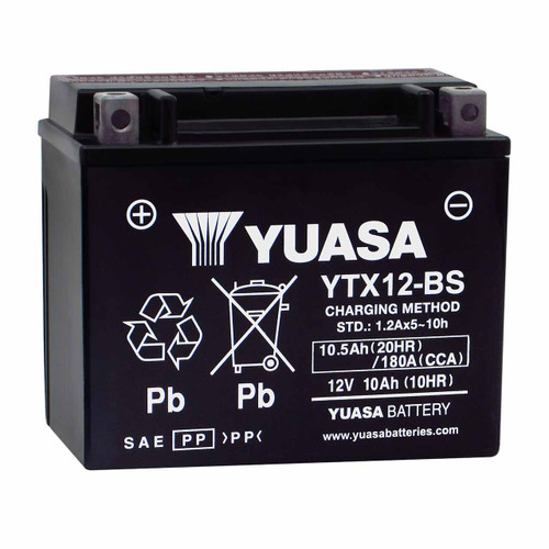 Yuasa YTX12-BS Group 12 AGM Motorcycle Battery that Replaces B129 Powersport Batteries