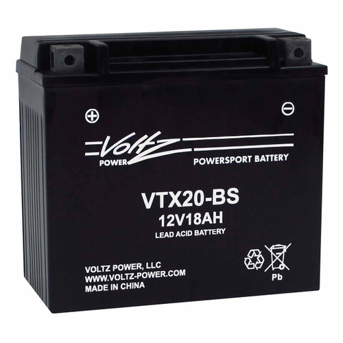 Voltz VTX20-BS Group 20 AGM Motorcycle Battery that Replaces YTX20-BS Powersport Battery