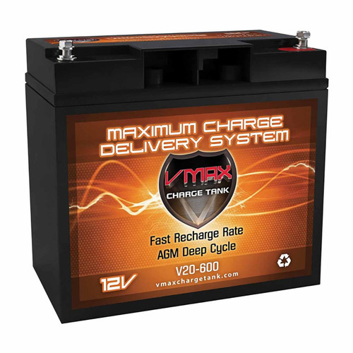 4-Pack of VMAX V20-600 12V 20Ah SLA AGM Deep Cycle Batteries with M6 Terminals that Replaces SLA1116, DURA12-18NB, and DURDC12-20NB UPS Batteries