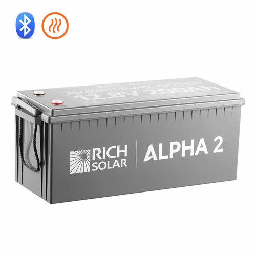 Alpha 2 LiFePO4 Battery – 12V 200Ah Heated Lithium Battery with Bluetooth – Rich Solar