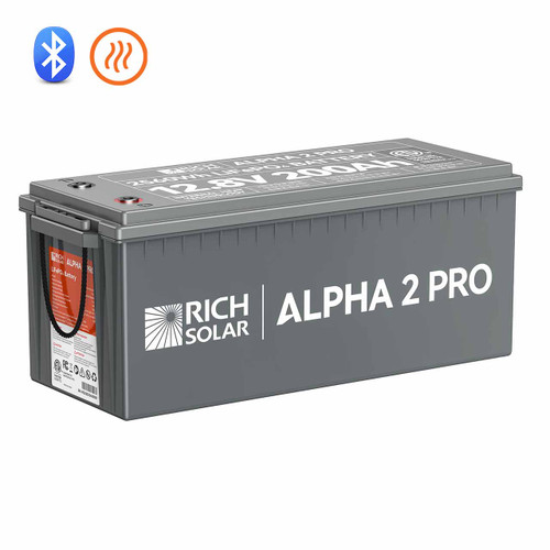 Alpha 2 Pro LiFePO4 Battery – 12V 200Ah Heated Lithium Battery with Bluetooth – Rich Solar