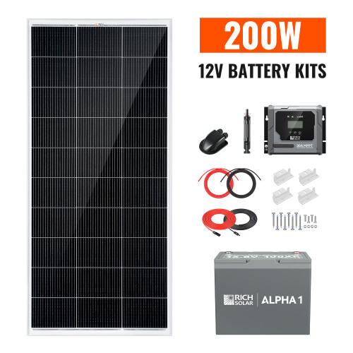 200 Watt Solar Panel Kit with 100Ah Lithium Battery – Rich Solar RS-K200B