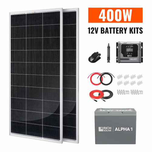 400 Watt Solar Panel Kit with 100Ah Lithium Battery – Rich Solar RS-K400B